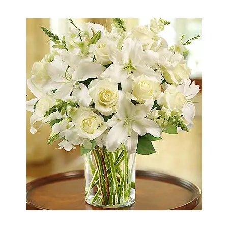Classic All-White Arrangement Delivery To Philippines